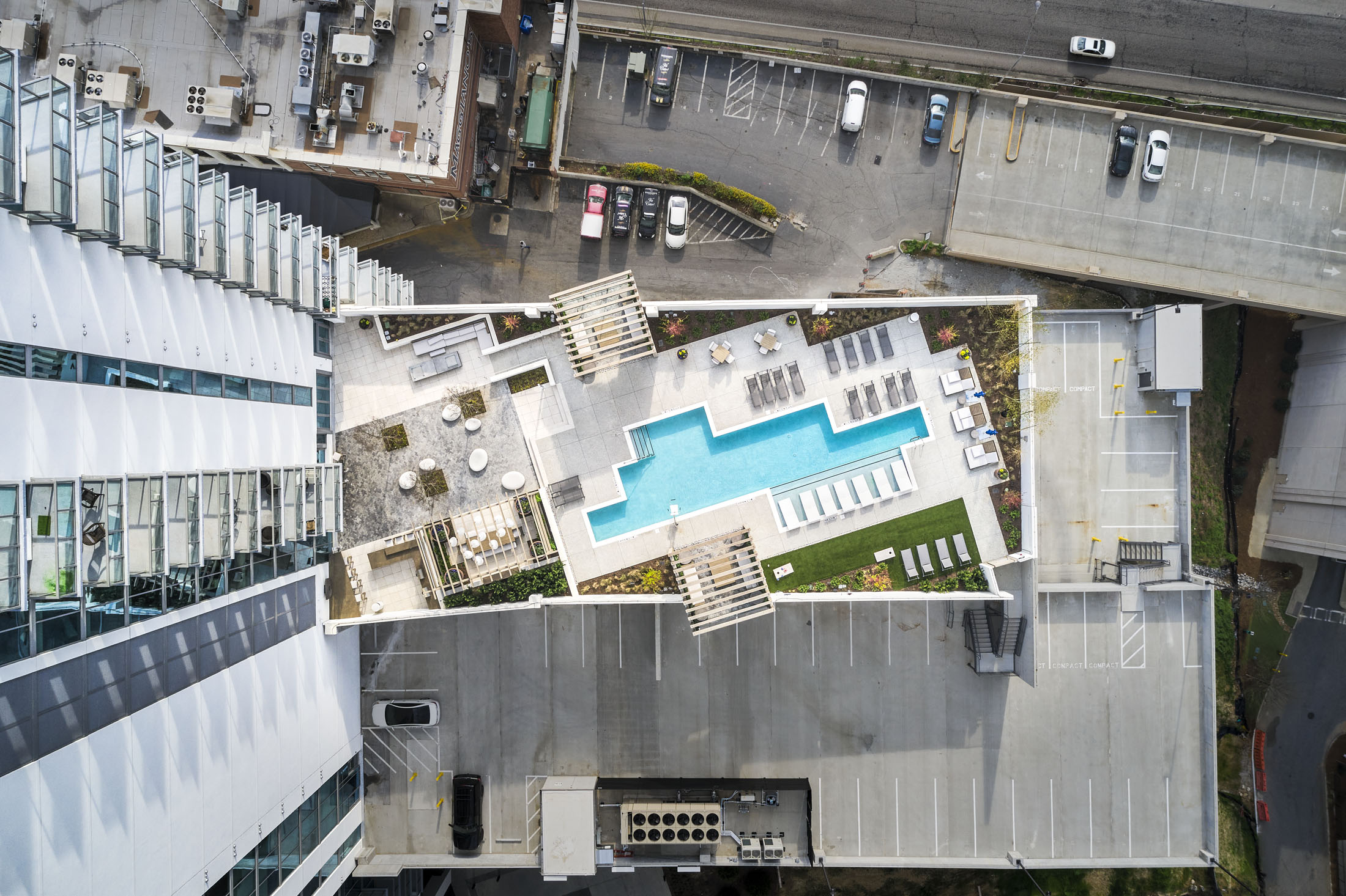 Icon Pool in Atlanta shot from drone