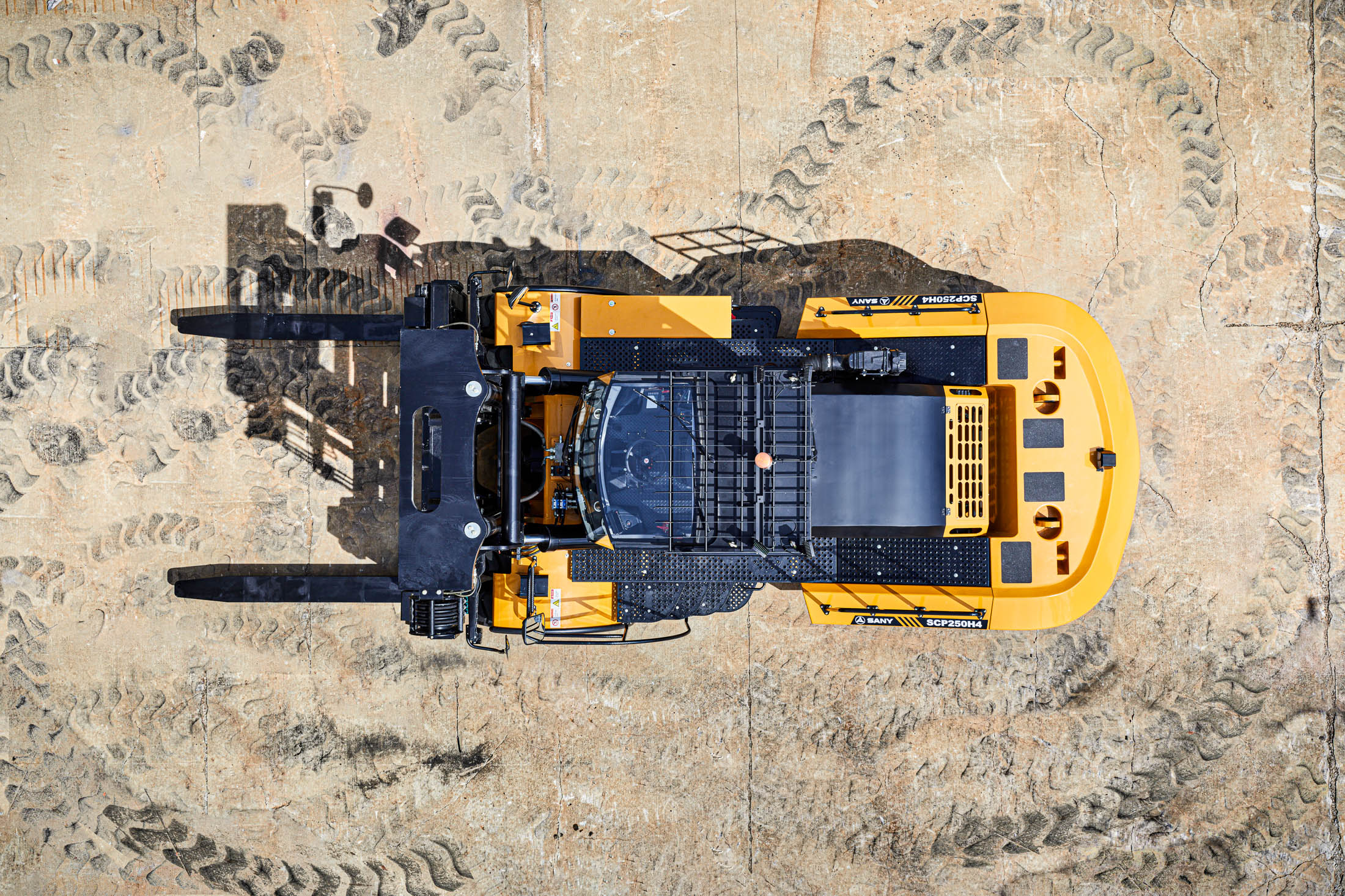 Birds-eye view of Forklift in Atlanta from Drone
