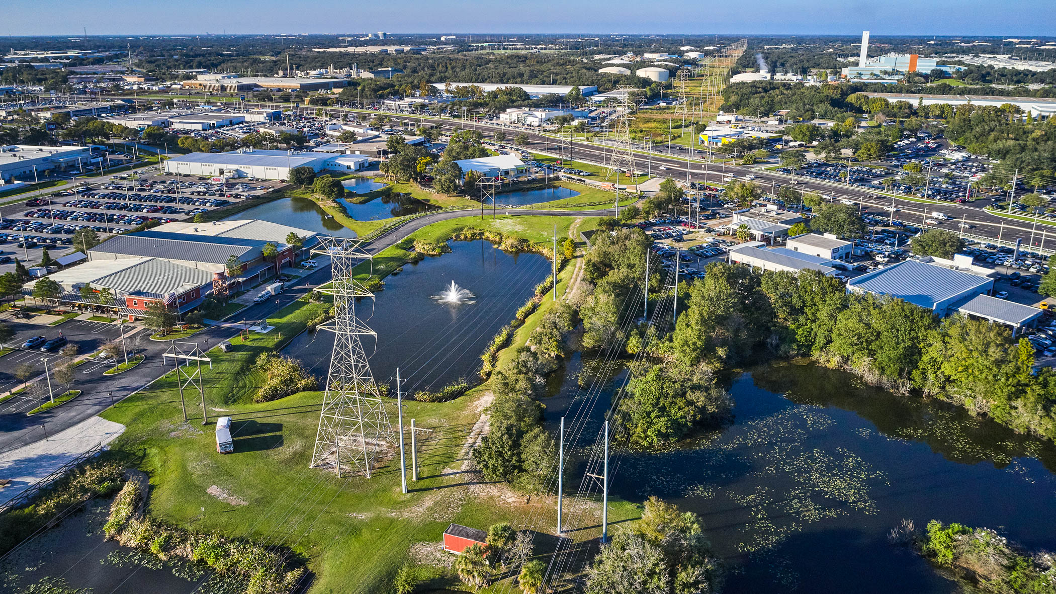 Transmission Towers Photographed with Drone in Tampa