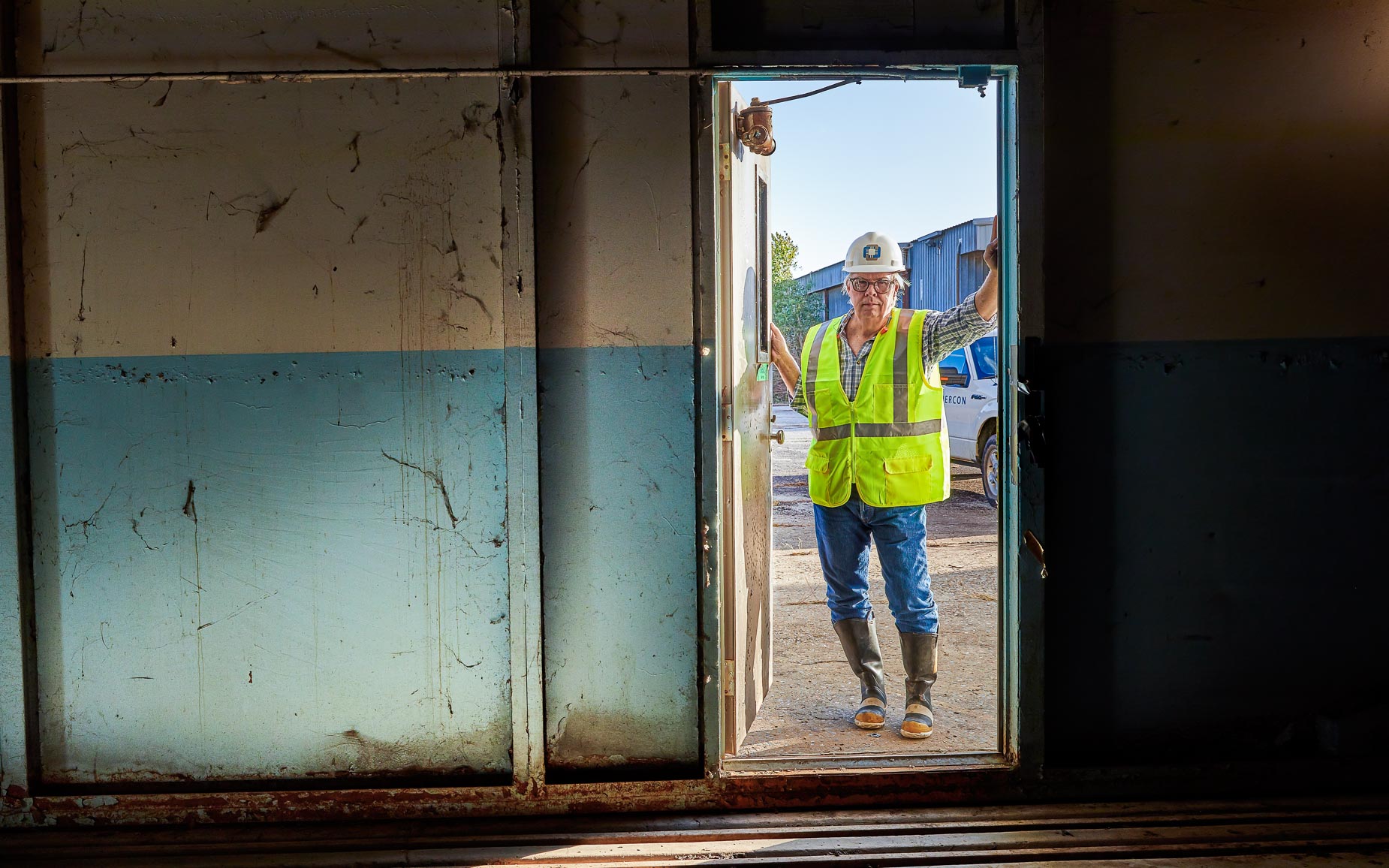 Portrait of Construction Worker at Door